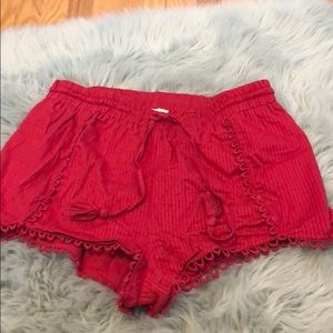 Red flowy shorts